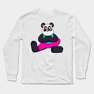 Panda at Yoga stretching exercises Long Sleeve T-Shirt